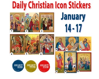Tägliche christliche Ikonenaufkleber - 14.-17.Januar - Religiöse Aufkleber