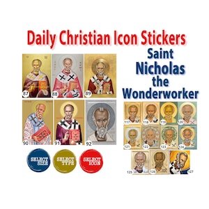Sticker icône Saint-Nicolas | Saint Nicolas le faiseur de merveilles, archevêque de Myre en Lycie | Sticker religieux catholique et orthodoxe