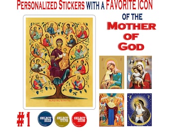 Our Lady Icon Sticker, Orthodox Christian Virgin Mary, Theotokos