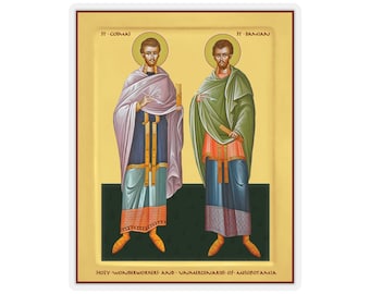 St. Cosmas and Damian Icon Sticker - Patron Saints of Physicians & Veterinarians