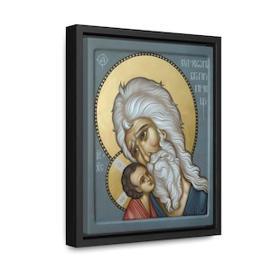 St Simeon the God Receiver Icon Greek Orthodox Byzantine Christian Catholic Icon Baptism gift Christian home decor Framed Canvas