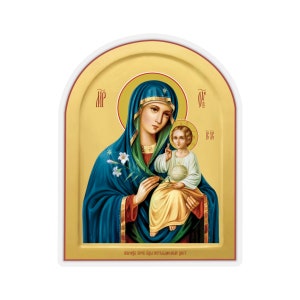 Virgin Mary Eternal Bloom Sticker Arched Icon of Our Lady of the Ever-Virgin Flower Unfading Flower Icon of the Mother of God Christian Icon
