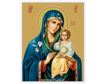 Virgin Mary 'Unfading Flower' Icon Sticker - Christian Art