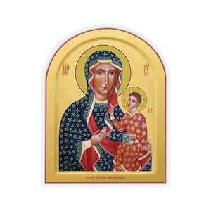 Our Lady of Czestochowa Sticker Arched Icon Virgin Mary of Czestochowa Black Madonna of Poland Arched Sticker