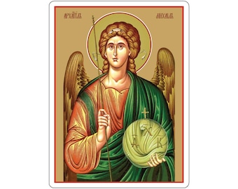 Archangel Michael Sticker: Byzantine Icon, Guardian Angel (Kiss-Cut)