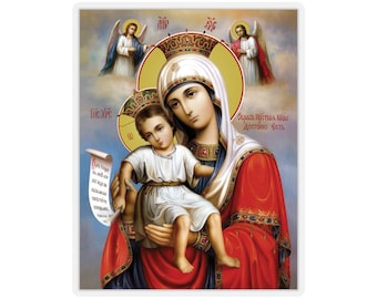 Virgin Mary Axion Estin Sticker, Mother of God Orthodox Icon
