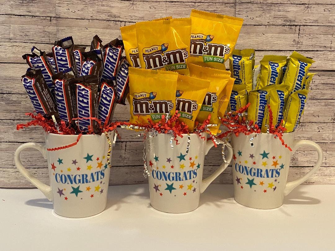 Congrats Coffee Mug Bouquet Candy Snack Size Mug Candy Etsy