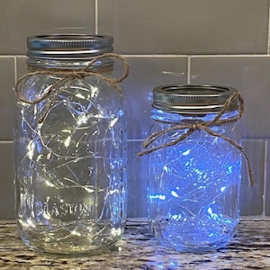 Mason Jar with Fairy Lights, Rustic Home Decor, Farmhouse Decor, Wedding Decor, Lighted Mason Jar, Gift, Housewarming, Bday Decor, Garden