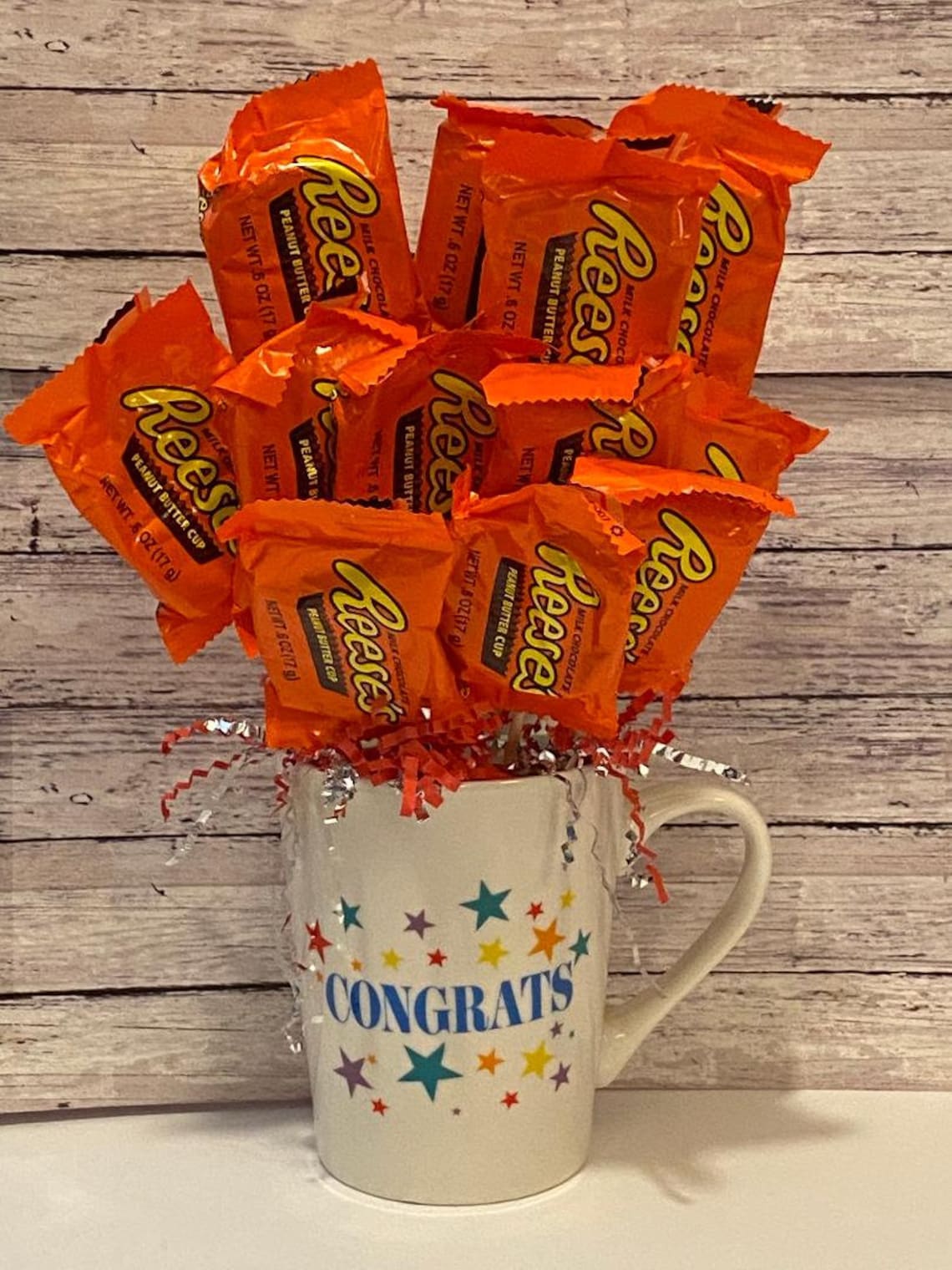 Congrats Coffee Mug Bouquet Candy Snack Size Mug Candy Etsy