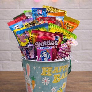 Easter Candy Bucket Gift | Pre-Filled Easter Basket with Assorted Candy | Easter Gift for Kids, Teens, Adults
