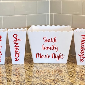 Personalized Popcorn Buckets, Movie Night, Party Favor, Date Night, Gift