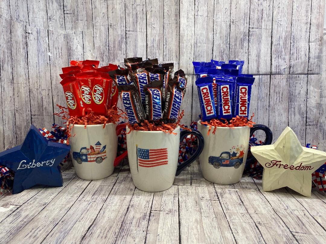 Patriotic Coffee Mug Candy Bouquet Etsy