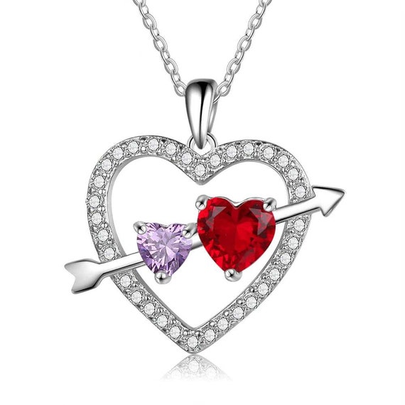 Personalize Necklace Heart Pendant Fashion Cubic Zirconia | Etsy