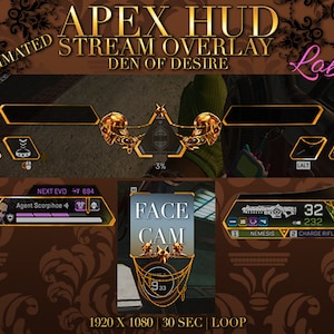 Loba Den of Desire Geïnspireerde HUD Stream Overlay + Kaart Face Cam Cover