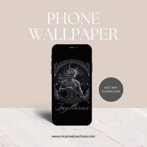 Zodiac Phone Wallpaper | Sagittarius | Black White | Astrology Background