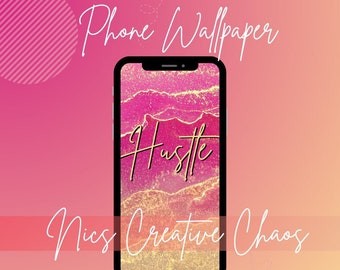 Hustle Pink Phone Wallpaper | Hott Pink and Gold Marbled Glitter Layers Phone Background, Pink Cellphone Wallpaper, Cute Phone Wallpaper
