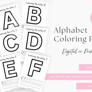 Printable Alphabet Coloring Pages, Printable Preschool Tracing Worksheet, Kids Pre-K Activity, Busy Work, Educational Printables Color Sheet