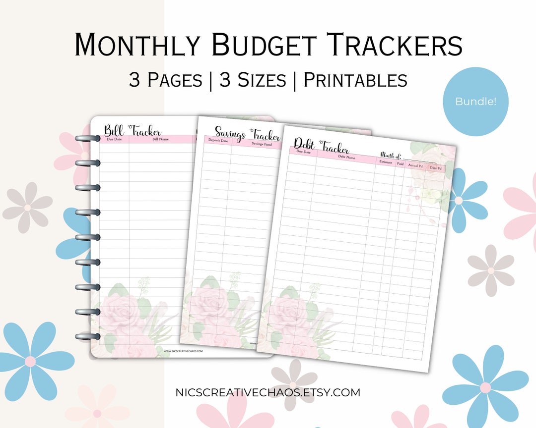 Bill Tracker Printable Bundle, Monthly Budget Planner, Bills Paid Log ...
