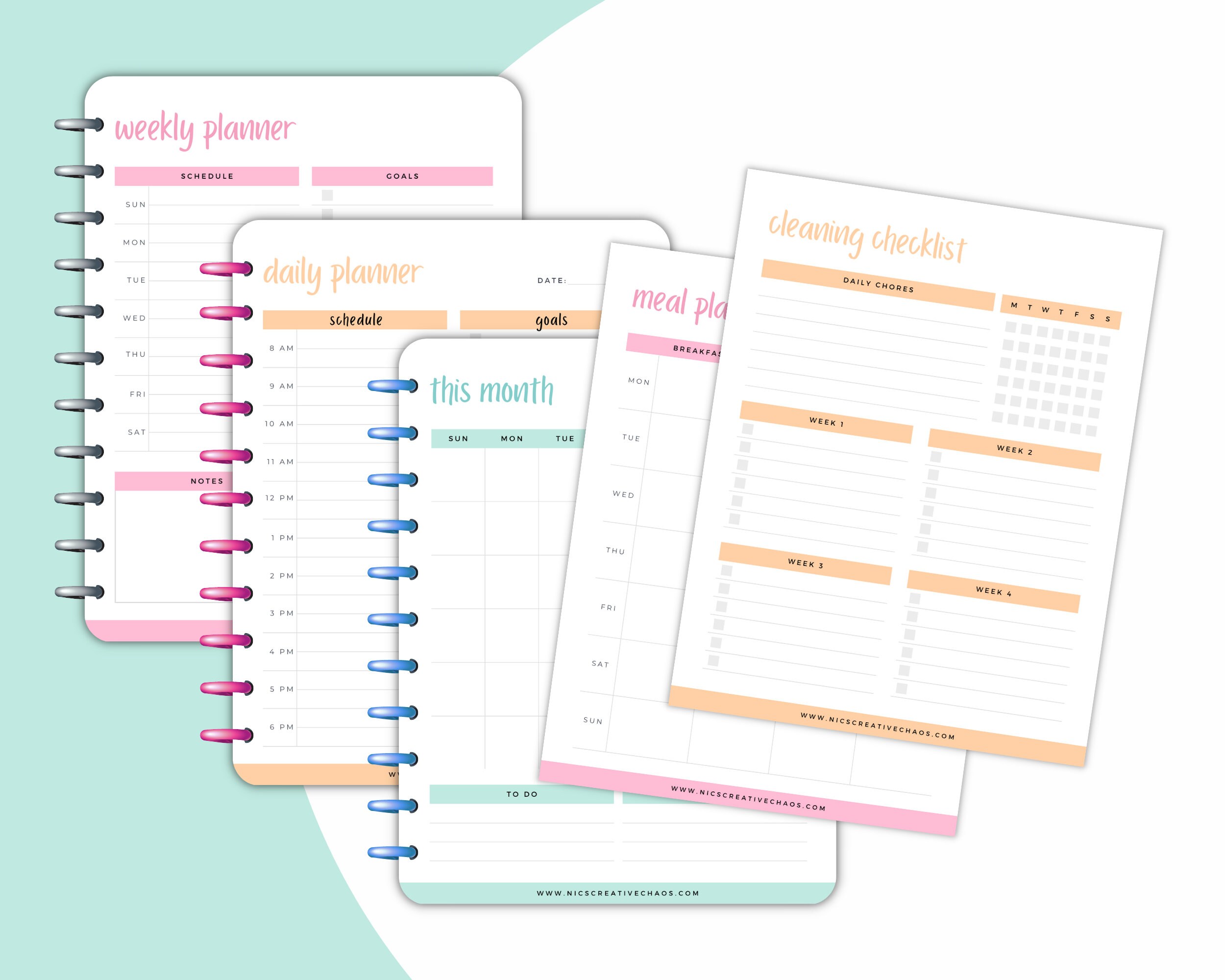 Mom Planner Printable BUNDLE, Undated Daily & Weekly Planners, Budget ...