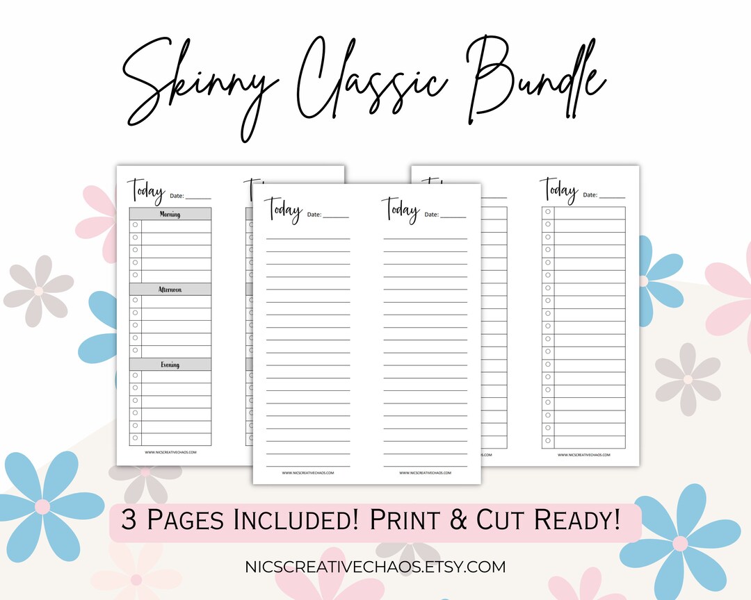Skinny Classic Planner Printables, Half Sheet Planner Printables Bundle ...