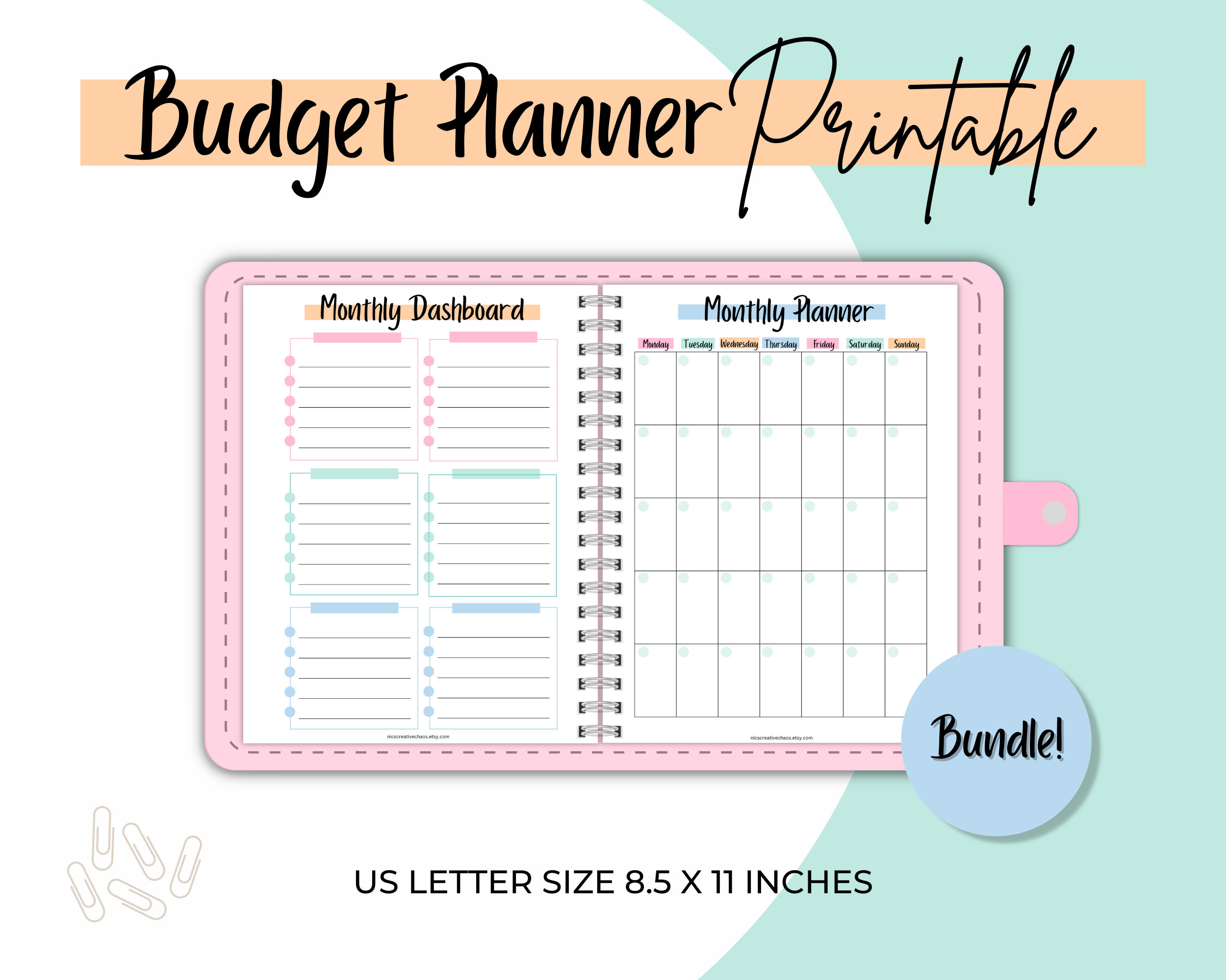 Printable Budget Planner BUNDLE | Bill Tracker Printable, Savings ...