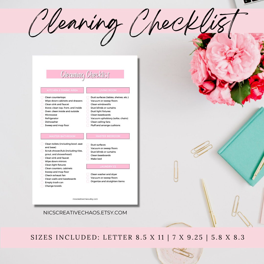 Printable Deep Cleaning Checklist Template, Prefilled Cleaning ...