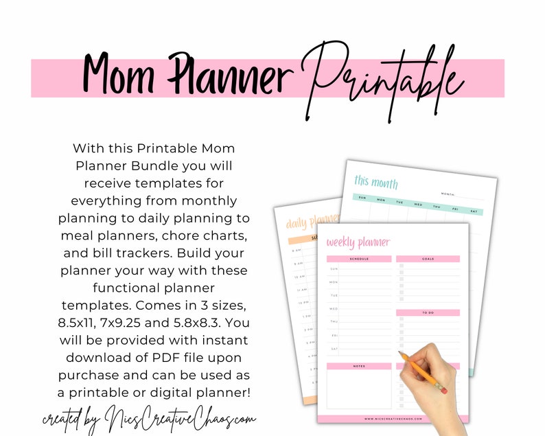 Printable Mom Planner BUNDLE | Daily, Weekly, Monthly &amp; More | DIY ...