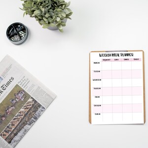 Weekly Meal Planner Printable Grocery List, Digital Meal Planner, Weekly Shopping List, Dinner Prep Template, Pink, Simple, Elegant Inserts
