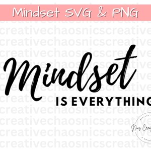 Può includere: Grafica in bianco e nero con il testo "Mindset is Everything".