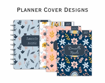 EDITABLE Planner Covers Printable or Digital Notebook Binder Covers or Dividers | Boho Chic Blue Pink Orange White | Customizable
