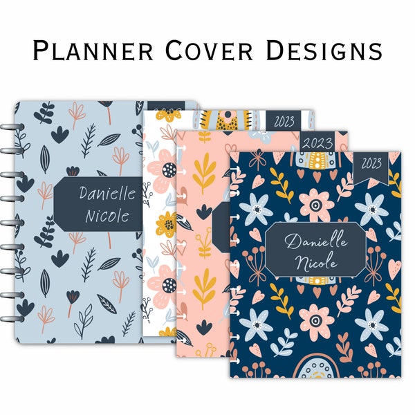 EDITABLE Planner Covers Printable or Digital Notebook Binder Covers or Dividers | Boho Chic Blue Pink Orange White | Customizable