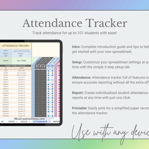 NEW Attendance Tracker Google Sheets Template, Digital Attendance Chart, Teacher Spreadsheet, Automated Class Attendance Reports & Tracking