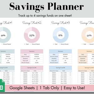 Savings Tracker Google Sheets, Budget Tracker, Digital Budget Planner, Savings Tracker Spreadsheet, Budget Spreadsheet, Finance Planner