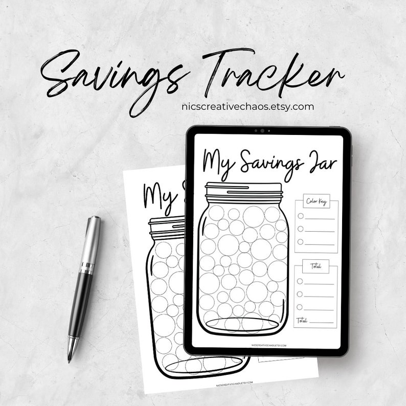 Mason Jar Savings Challenge Printable, Savings Tracker, Budget ...