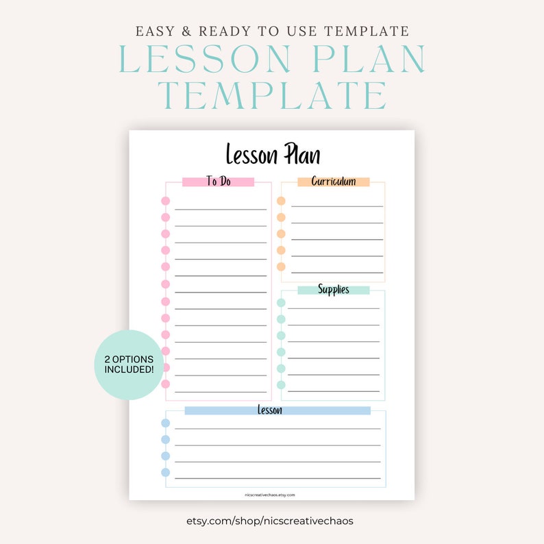 Homeschool Teacher Lesson Planner Printable Template Curriculum ...