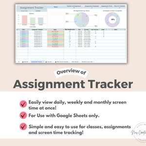 Google Sheets Assignment Tracker Spreadsheet, Track College Assignments ...