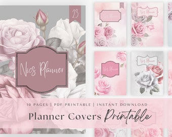 EDITABLE Planner Covers Bundle, Printable or Digital, Roses, Printable Dividers, Scrapbook Pages, Digital Notebook Covers, GoodNotes Covers