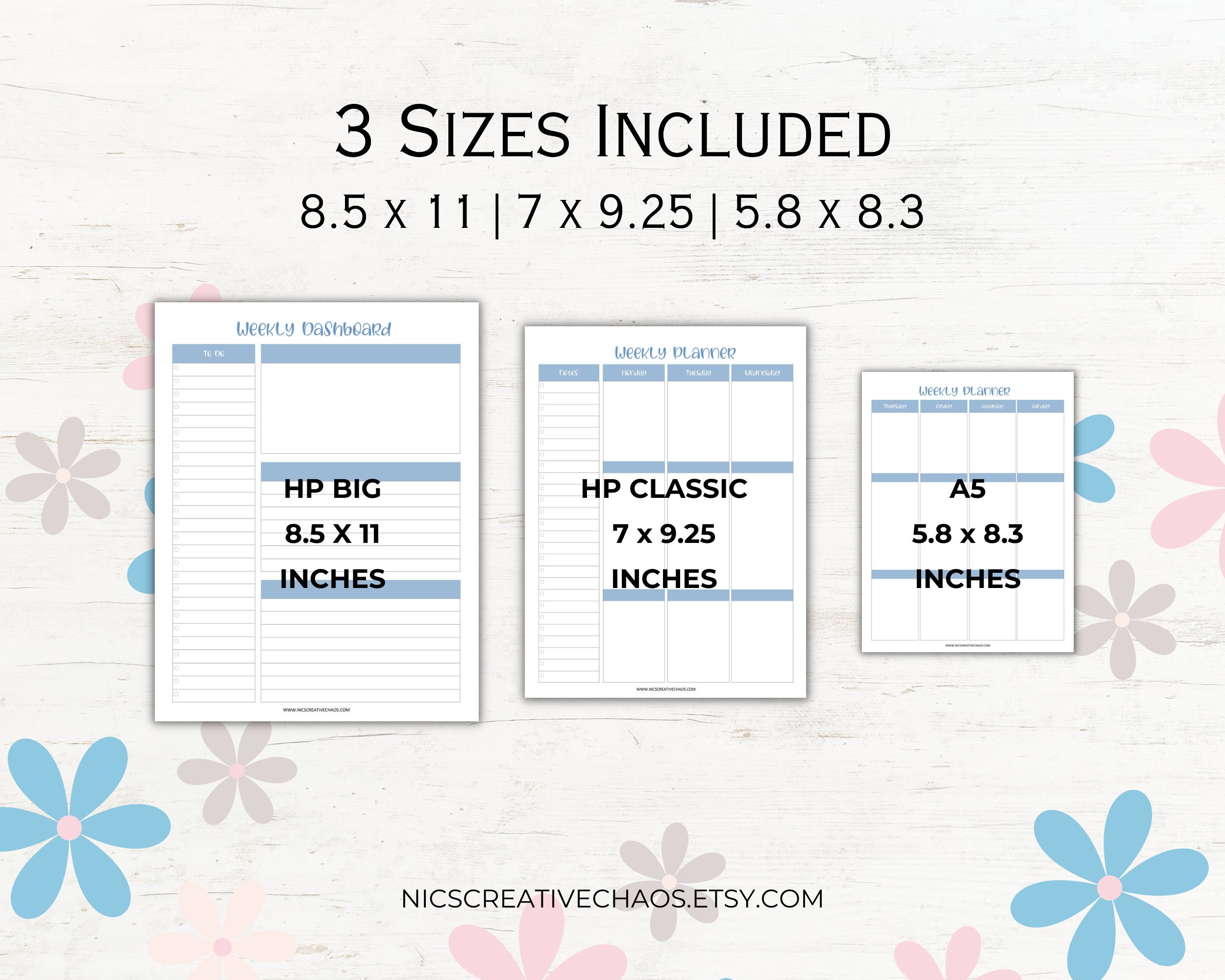 Undated Weekly Planner Printable, Vertical Weekly Planner, Printable ...