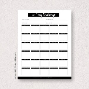 Blank 30 Day Challenge Printable Template | Goals, Self-care, Planner ...
