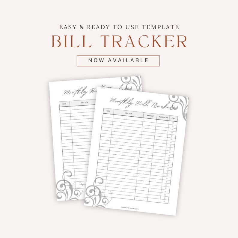 Monthly Bill Tracker, Printable Budget Sheet, Monthly Budget Planner ...