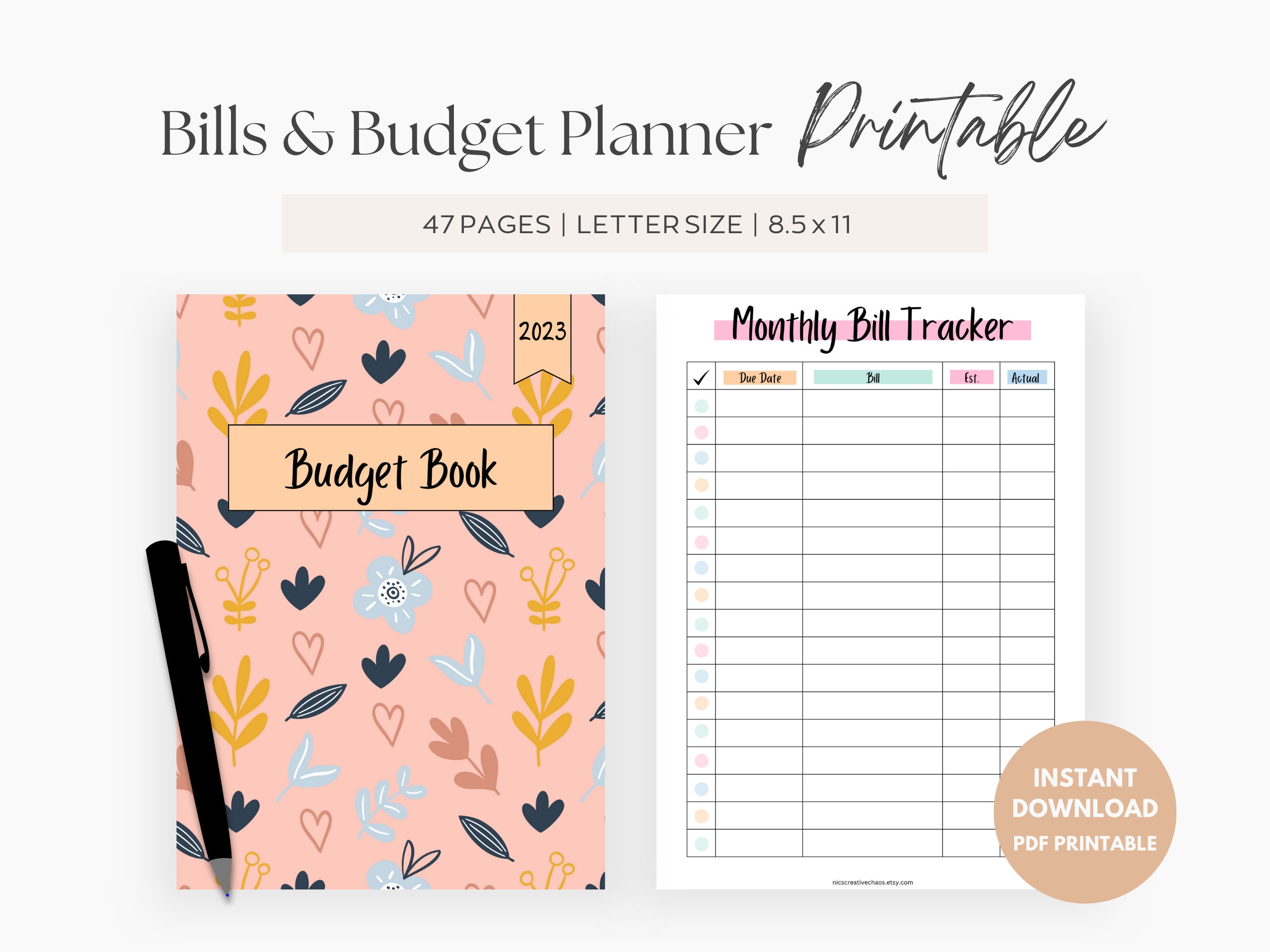 BUNDLE Printable Budget Planner Bills & Savings Trackers - Etsy