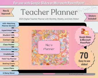 Digital Teacher Planner Google Slides, Classroom Management Tools, Lesson Plans, Monthly Calendar, Weekly Planning, Daily Schedule, Stickers