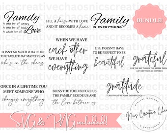 Photo Wall Quotes SVG BUNDLE, Family SVGs, Home Decor Cut Files, Wedding SVG, Gratitude Farmhouse Wall Sign Svgs, Bundle of 10 Life Quotes