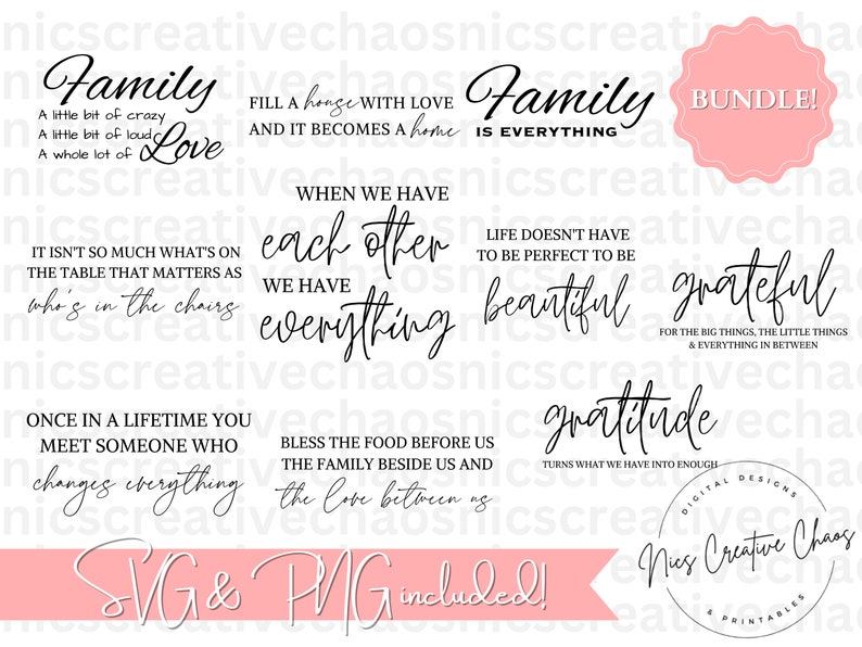 Photo Wall Quotes SVG BUNDLE, Family Svgs, Home Decor Cut Files ...