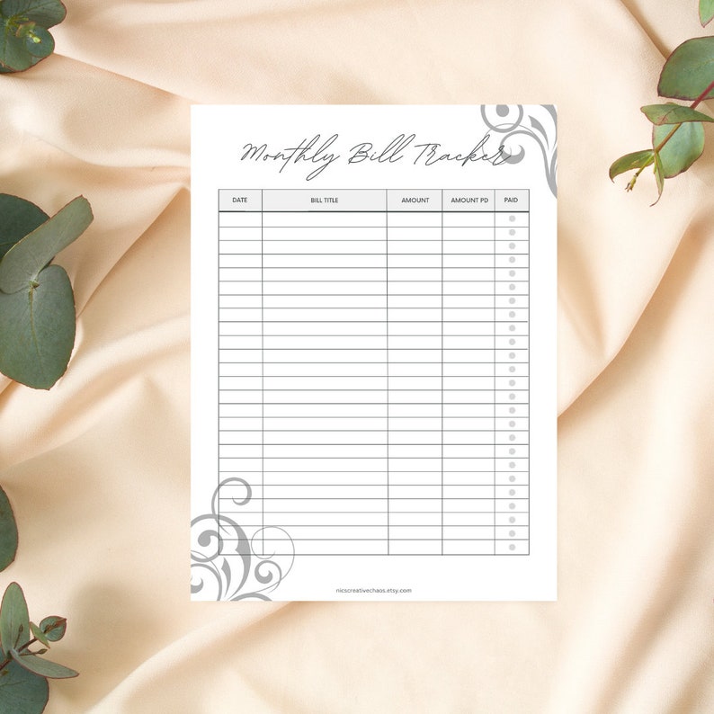 Monthly Bill Tracker, Printable Budget Sheet, Monthly Budget Planner ...
