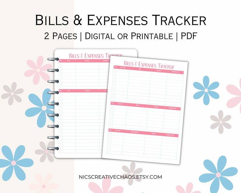 Monthly Bill Tracker Printable, Budget Planner Printable Template ...