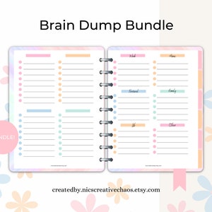 To Do Lists Brain Dump Printables, Checklists Priority Matrix, Colorful List Templates 10 Pages Total, Printable To Do Lists Planner Bundle