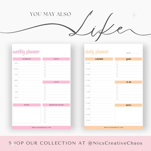 Weekly Meal Planner Printable Grocery List, Digital Meal Planner, Weekly Shopping List, Dinner Prep Template, Pink, Simple, Elegant Inserts