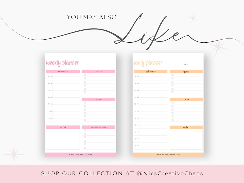Weekly Meal Planner Printable Grocery List, Digital Meal Planner, Weekly Shopping List, Dinner Prep Template, Pink, Simple, Elegant Inserts