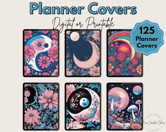Printable Planner Covers, Digital Notebook Cover Bundle, Floral Digital Planner Covers, Cute Notebook Themes, 125 Spring GoodNotes Covers